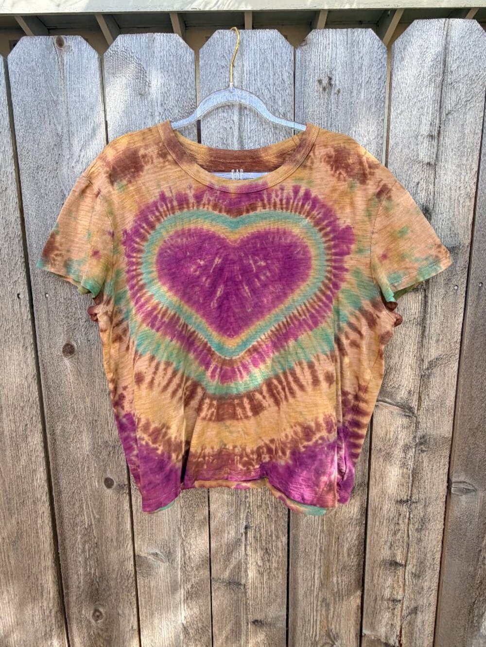 Hand dyed tie dye t-shirt XL - heart - in stock ready to ship
